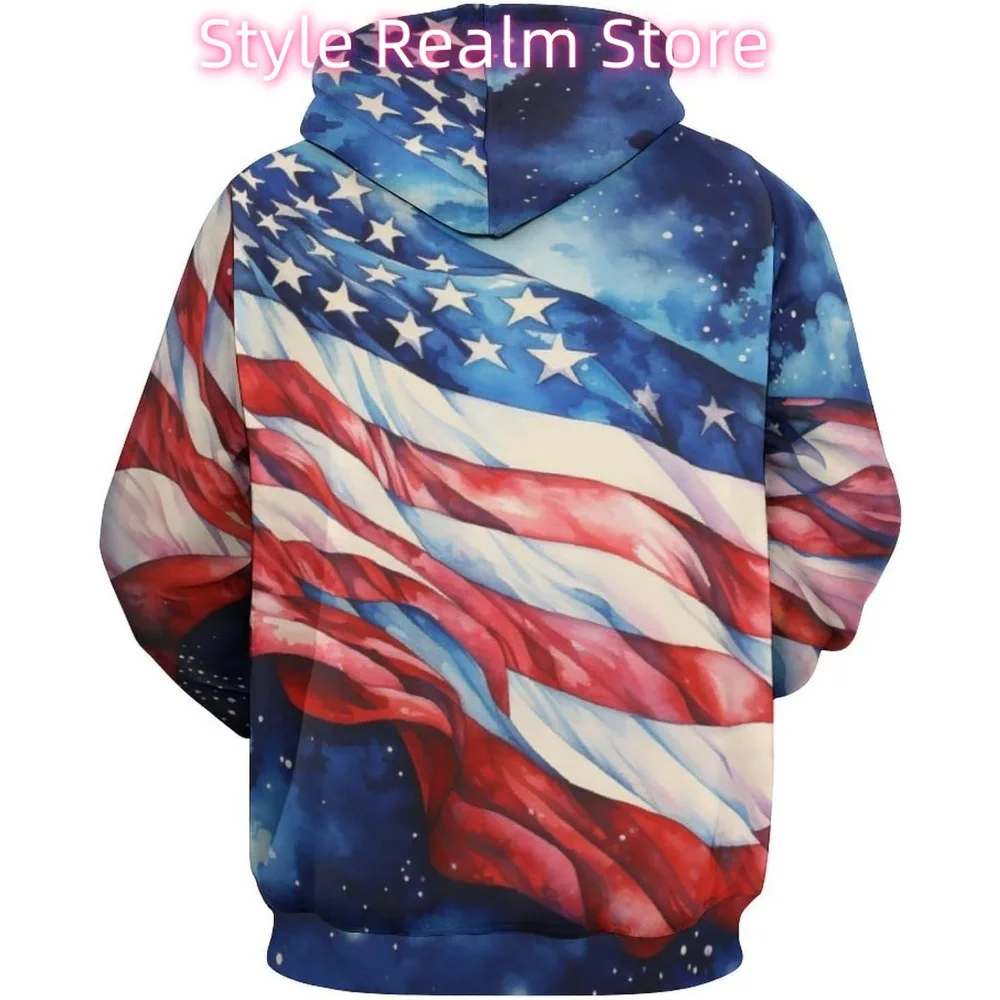 الجدة التعادل صبغ العلم الأمريكي هوديس مطبوعة مقنعين مضحك أزياء طويلة الأكمام البلوز هوديي