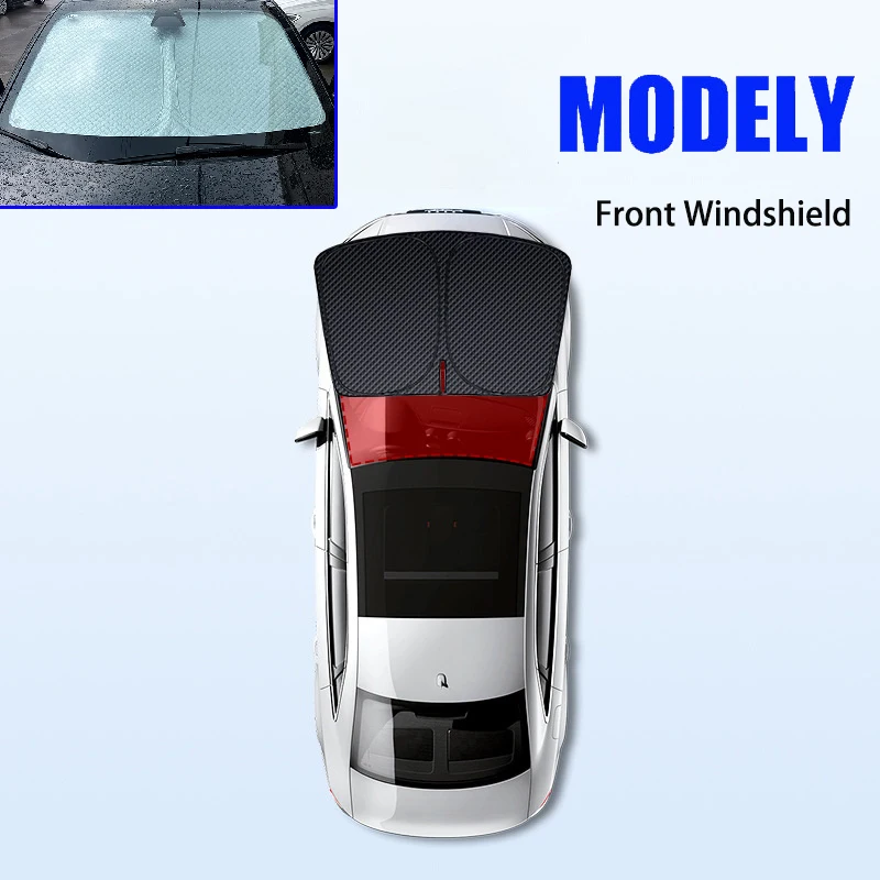 Voor Tesla Model 3 Y Juniper Highland 2025-2020 Verbeterde Zonnescherm Zijruit Schaduw Cover Voorruit Zonneklep Privacy camping