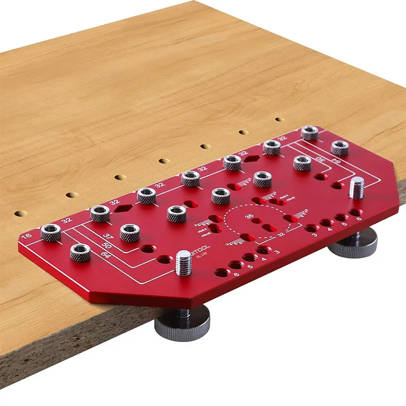 Shelf Pin Jig Set 35MM Aluminium Alloy 14-Holes - Drill Guide Hinge Locator for Cabinet Shelf Installation