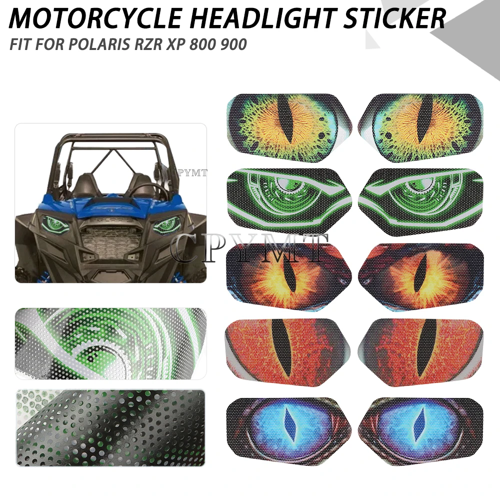 Fit For Polaris RZR 570 POLARIS RZR 4 S XP 800 900 Headlight Sticker Protective Waterproof Motorcycle Decal Accessories