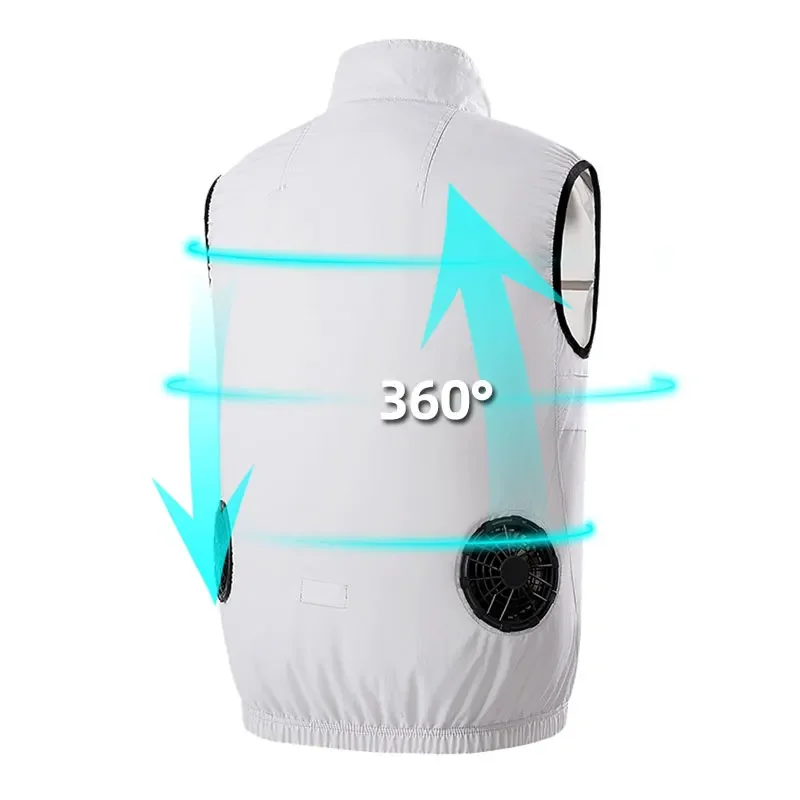 Men\'s Summer Vest Fan Air-conditioning Clothes USB Charging Cooling Sleeveless Jacket Work Shirt Outdoor Camping Fishing Hiking