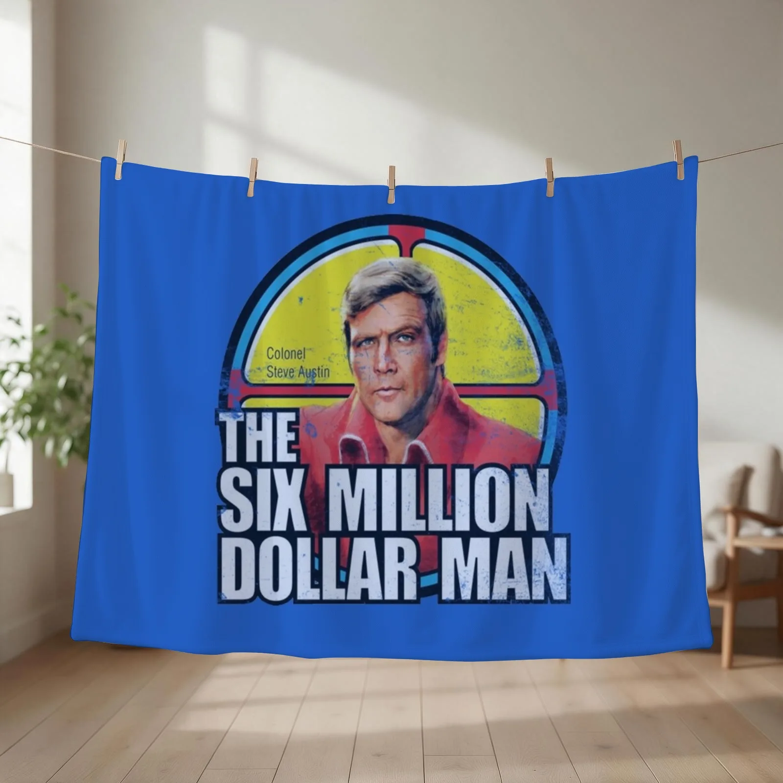 Six Million Dollar Man T-ShirtVintage Retro Six Million Dollar Man T-Shirt_by Bigfinz_ Throw Blanket
