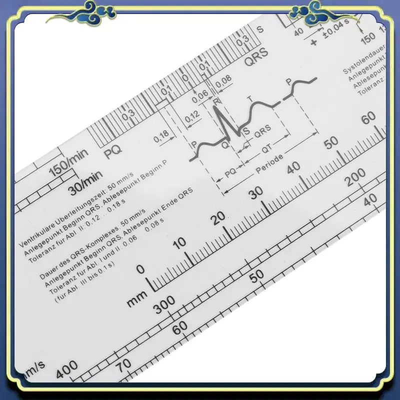 Portable 3X Essential EKG Ruler Pocketcard In English