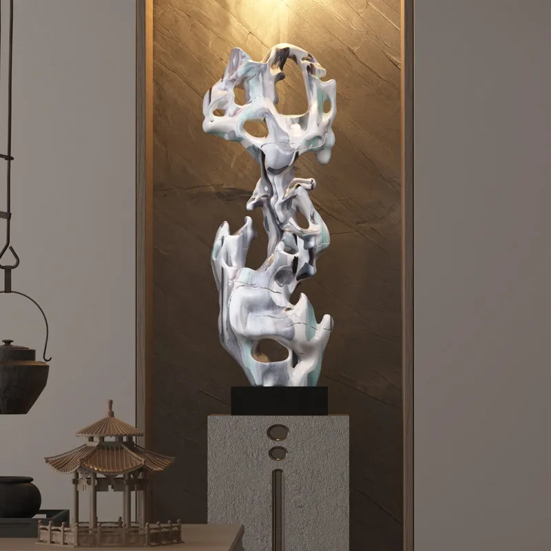 LTT Colorful Taihu Lake Stone Ornaments New Chinese Creative Home Living Room Entrance Decorations