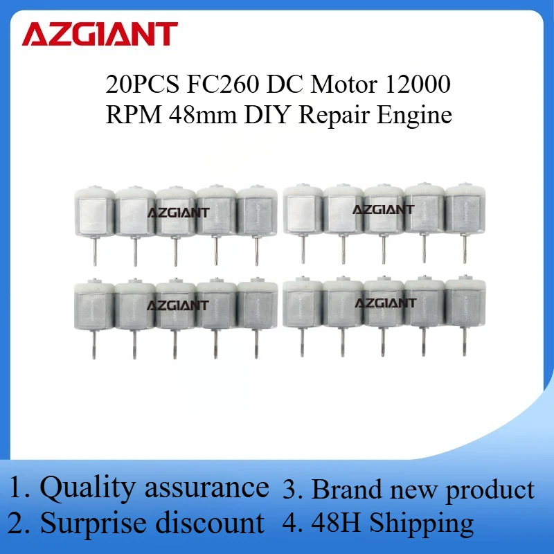 20PCS FC260 DC Motor 12000RPM 48mm DIY Repair Engine For Car Replacement Power OEM Accesseries Forward Rotation Toy High Quality