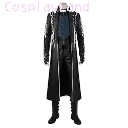 Hot Game DMC5 Vergil Cosplay Costume Nelo Complete Outfit with Boots Halloween Carnival Vergil Men Suit Jacket Vest Custom Made