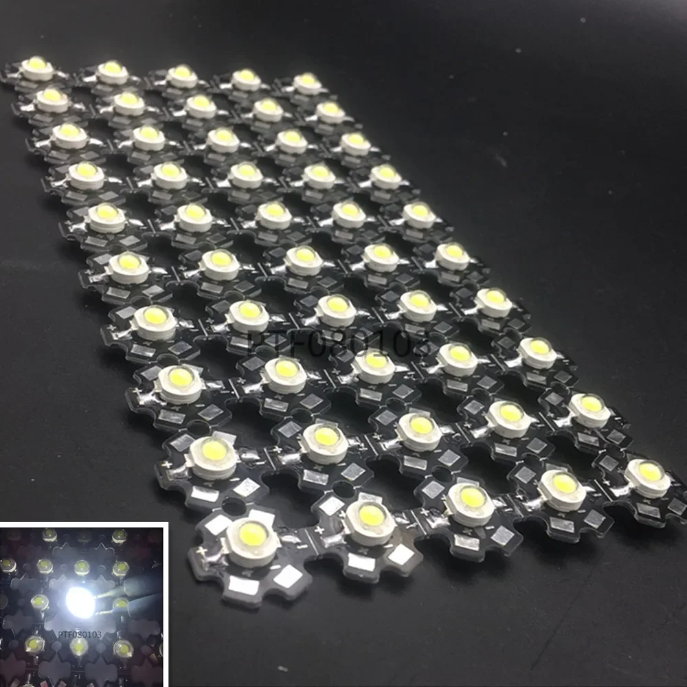 

100 шт., 1 Вт, 3 Вт, высокая мощность, темно-красный, 660 нм, зеленый, 520-525 нм, королевский синий, 445-450 нм, синий светодиод 460-465 нм с печатной платой со звездой 20 мм