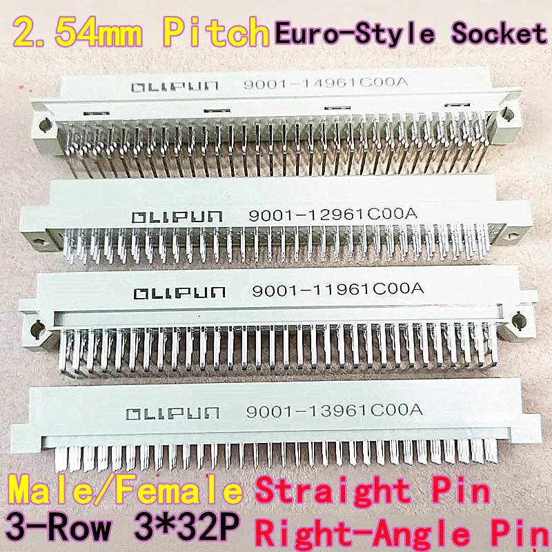 2 قطعة 2.54 مللي متر الملعب النمط الأوروبي المقبس نماذج 9001-11961C00A 12961 13961 14961 3-الصف 32 دبوس مستقيم والزاوية اليمنى دبوس رؤوس #1