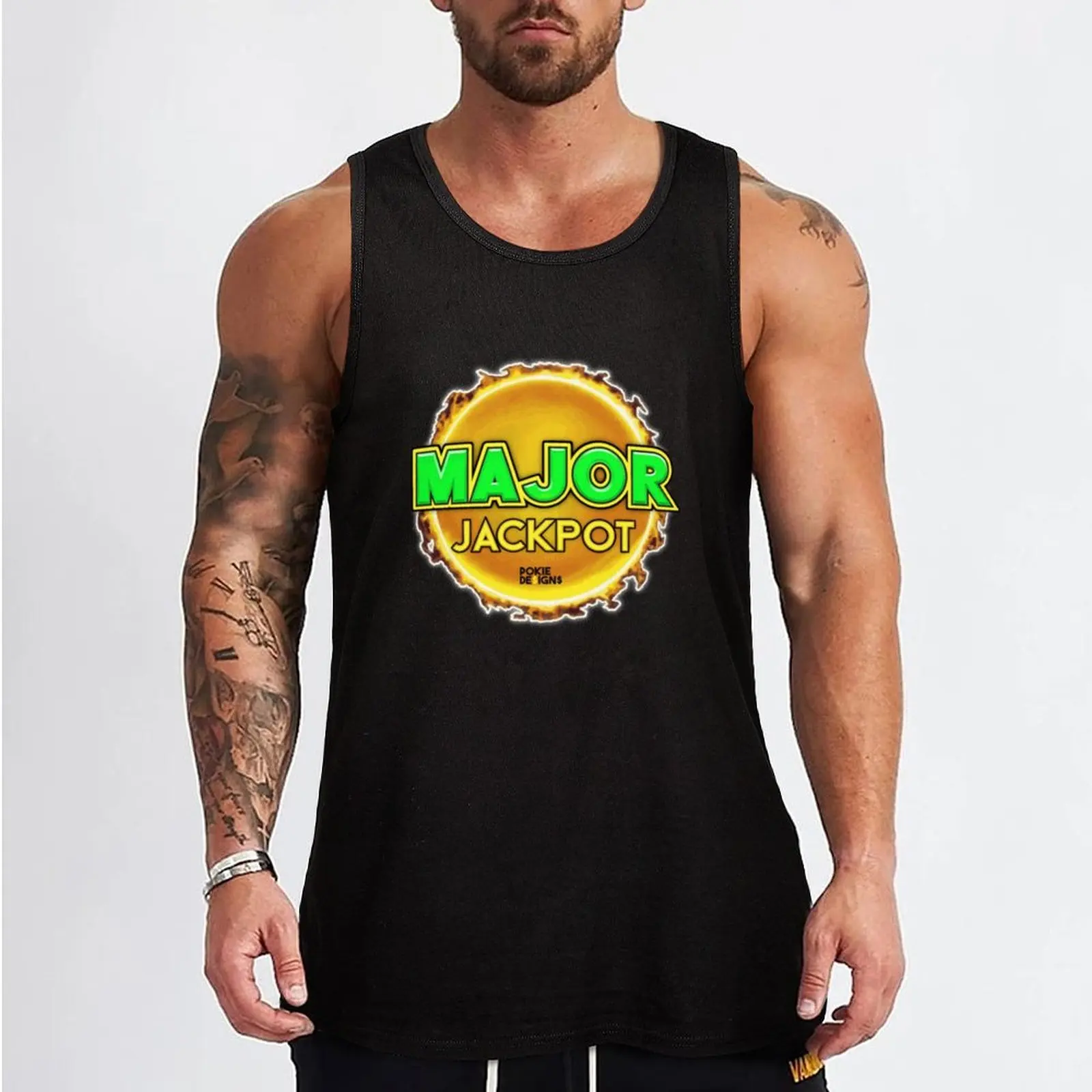 MAJOR JACKPOT Design - Pokie Designs Tank Top Plain Color Sleeveless Shirt Casual Basic Tank Top
