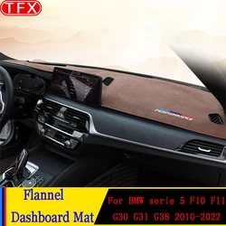 Flannel Car Dashboard Cover Mat For Bmw Series 5 F10 F11 G30 G31 G38 2010-2023 520i 525i 530i 535i Dashmat Sun Shade Dash Board