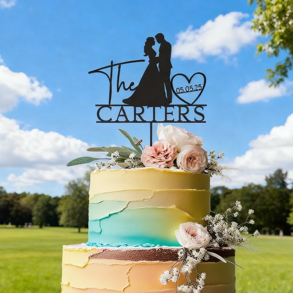 

Custom Wedding Cake Topper with Mr and Mrs Rustic Wedding Bride&Groom names Cake Topper Decoration Anniversary Birthday Party