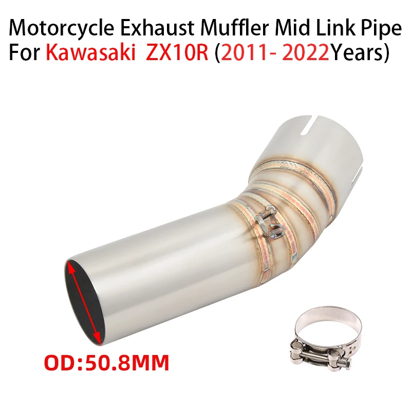 

Slip On For Kawasaki Ninja ZX10R ZX 10R 2011- 2022 Motorcycle Exhaust System 51mm Moto Escape Modified Muffler Middle Link Pipe