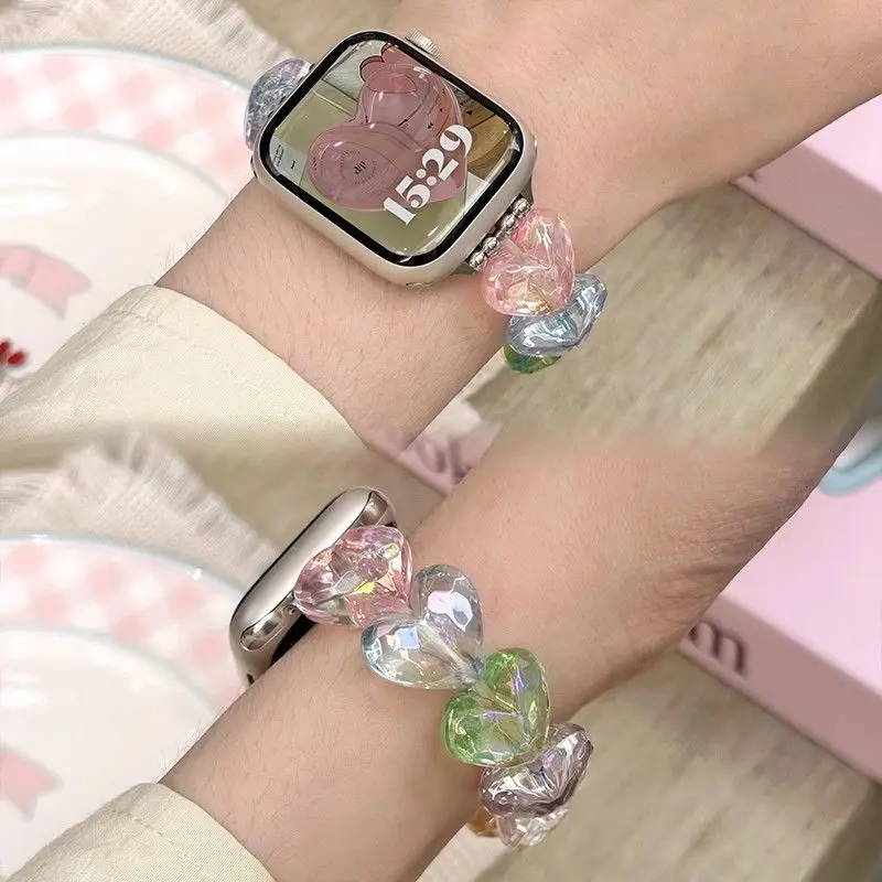 Laser Colorful Love Compatible with 38/40/41/42/44/45/46/49mm Compatible with Apple Watch Strap Ultra/Se10/9/8/7/6/5/4/3/2/1