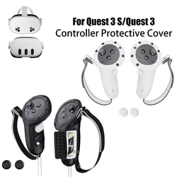 Silicone Controller Grip Cover with Easy Battery Replacement and Comfortable Strap for Meta Quest 3/Quest 3S VR Headset