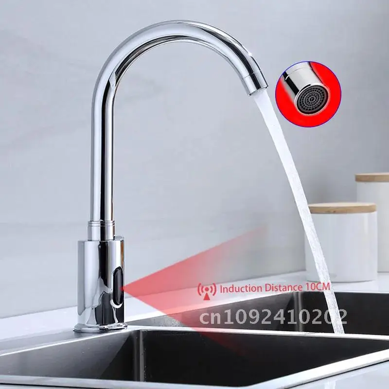 Smart Touchless Kitchen Bathroom Sink Faucet Automatic Intelligent Mixer Faucets Infrared Chrome Sensor Gourmet Kitchen Taps