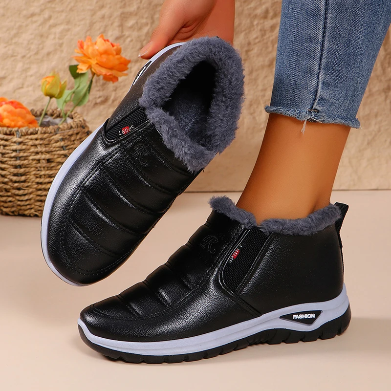 Women's Waterproof Slip On Warm Snow Boots 2024 Winter New Plush Ankle Boots Women Short Boots for Couple Hiking Shoes