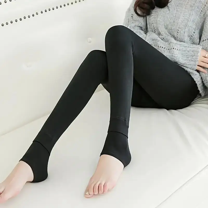Autumn Winter Pearl Velvet Over-the-Knee Tights for Women Thickened Fleece Lined Leggings Warm and Cozy Bottoms