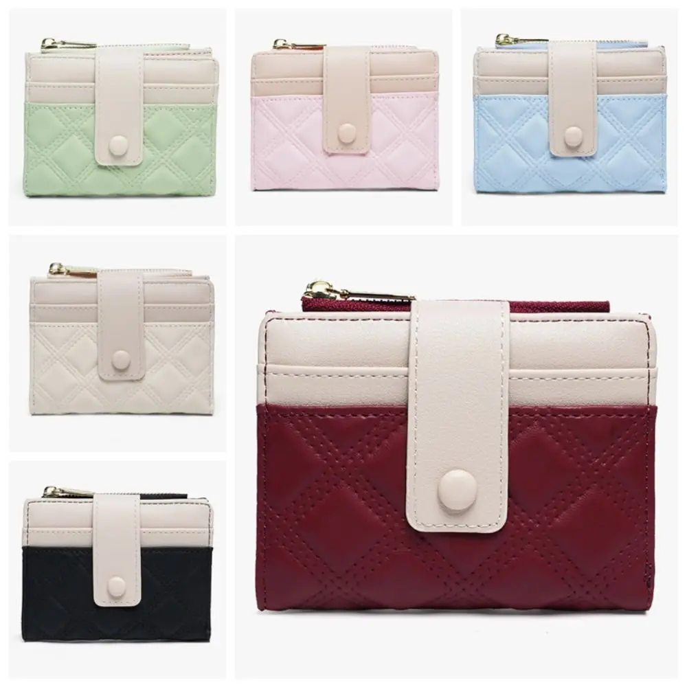 

Lovely Portable Cute Pocket Purses Zipper Multiple Card Slot Short PU Wallet Money Bag Candy Color Folding Coin Purse Daily