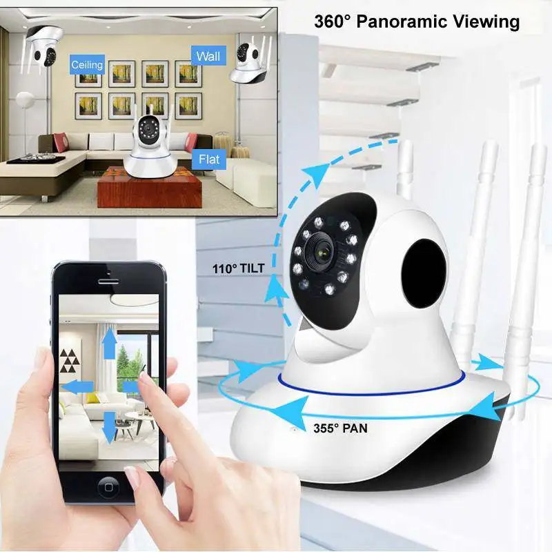 Imagem -03 - Câmera de Vigilância sem Fio Home Security Câmera ip Interna Detecção de Movimento 360 Ptz Cam Monitor do Bebê Wifi V380 1080p