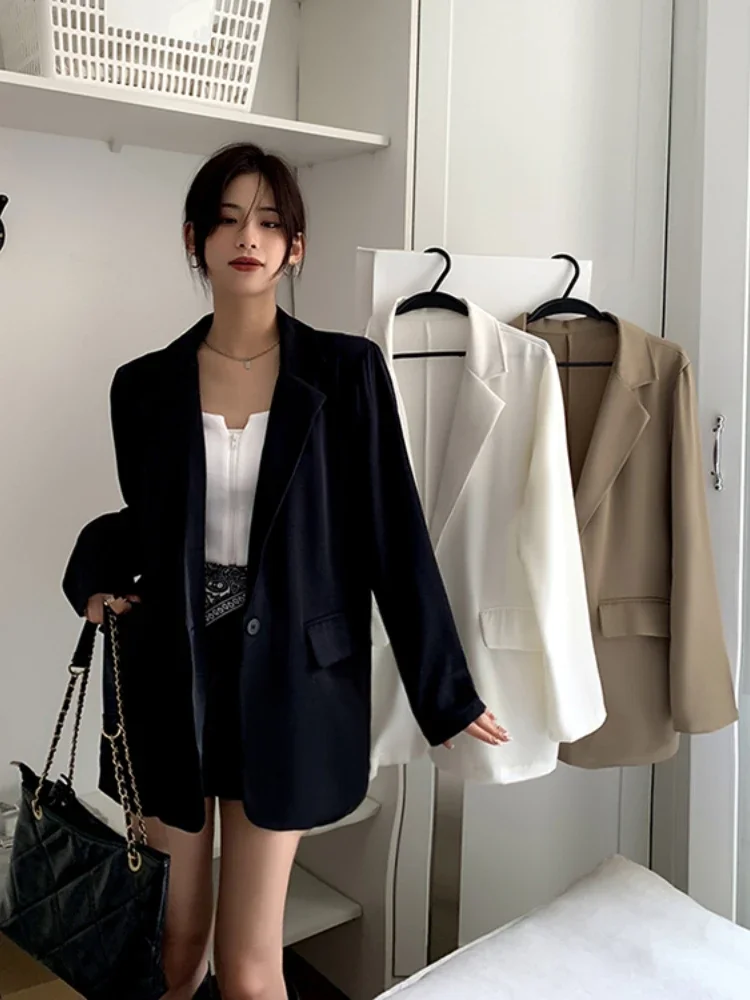 

JMPRS Women Oversize Blazers Spring 2022 Korean Fashion Baggies Jacket and Coat Female Elegant Single Button Office White Blazer