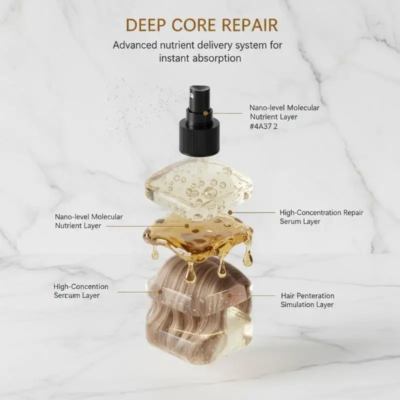 Hair Smoothing Spray Repair Frizz Split Ends Damaged Dry Hair Moisturizing Nourish Soothing Scalp Soft Straight Shiny Hair Spray