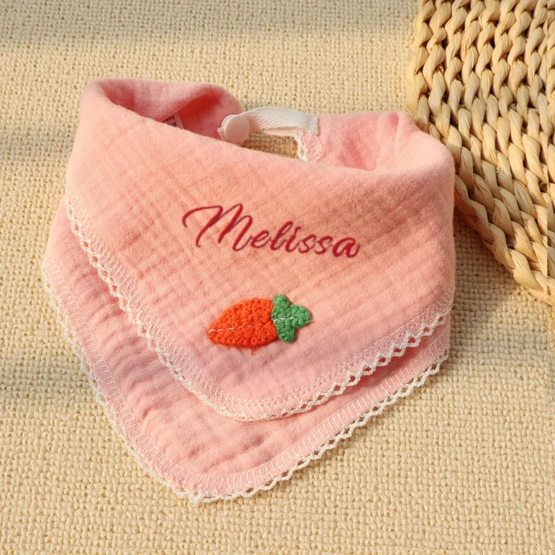 Personalized Baby Bib Cotton Triangular Bibs For Babies Muslin Burp Cloth Infant Waterproof Apron Custom Bibs Baby Name Gift