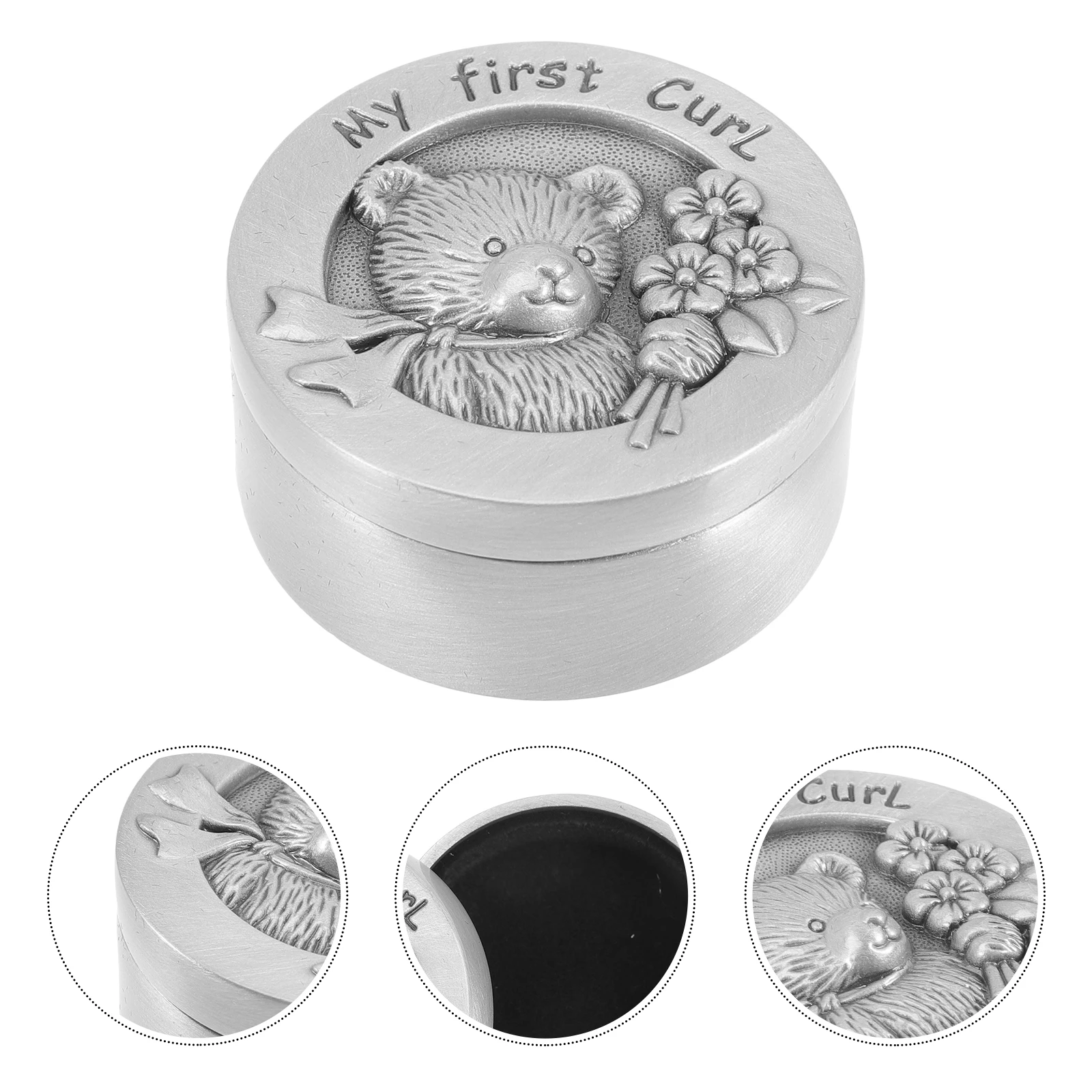 

Fetal Hair Keepsake Box Memory Storage Container Infant Curl Collection Metal Cartoon Design Premium Stainless for