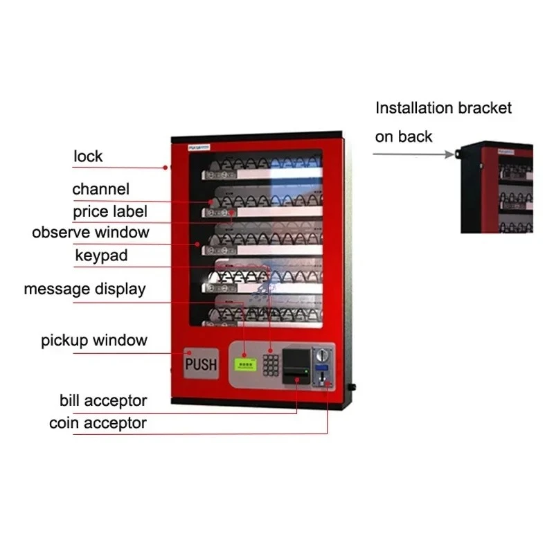 

Coins and Bills Automatic Small Snack Cigarette Vending Machine for Sale Condom Vending Machine
