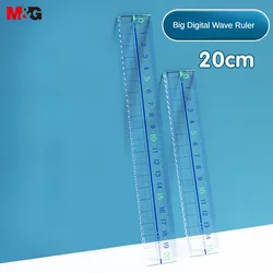 M&G 20cm Ruler Wavy Edge Straight Ruler Thickened Grid & Visible Large Number for Measurement Drawing Study Office 1 Piece