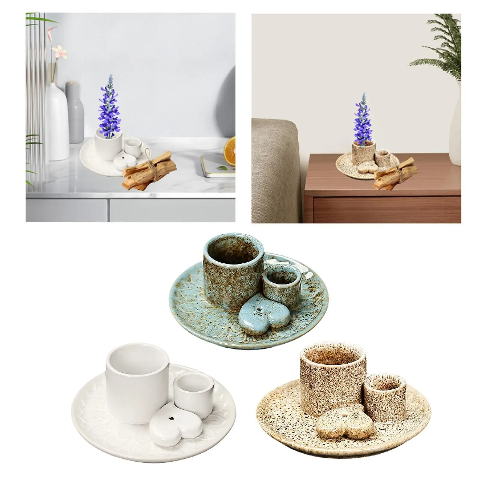 

Sage Palo Santo Holder Candle Holder Decors Gift Ceramic Censer Incense Burner for Living Room Farmhouse Office Incense Stick