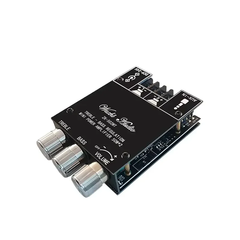 for ZK-502MT 2 * 50W 5.0 Subwoofer Amplifier Board 2.0 Channel High Power Audio Stereo Amplifier Board AUX Bass Treble