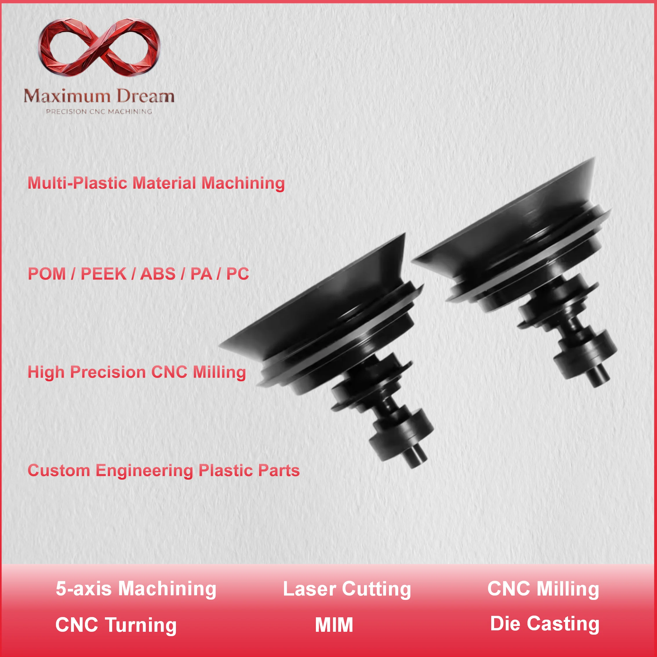 Industrial Plastic CNC Machining ABS POM Nylon Acrylic Custom Turning Milling Fabrication Service