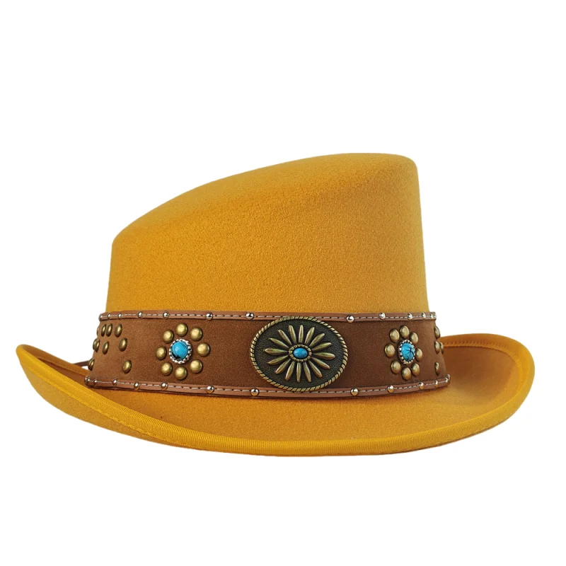 2025 Sloping Top Fedora Unisex Gentleman Cosplay Derby Bowler Hat British Shape Hat Autumn WInter Magic Hat Feather Accessories