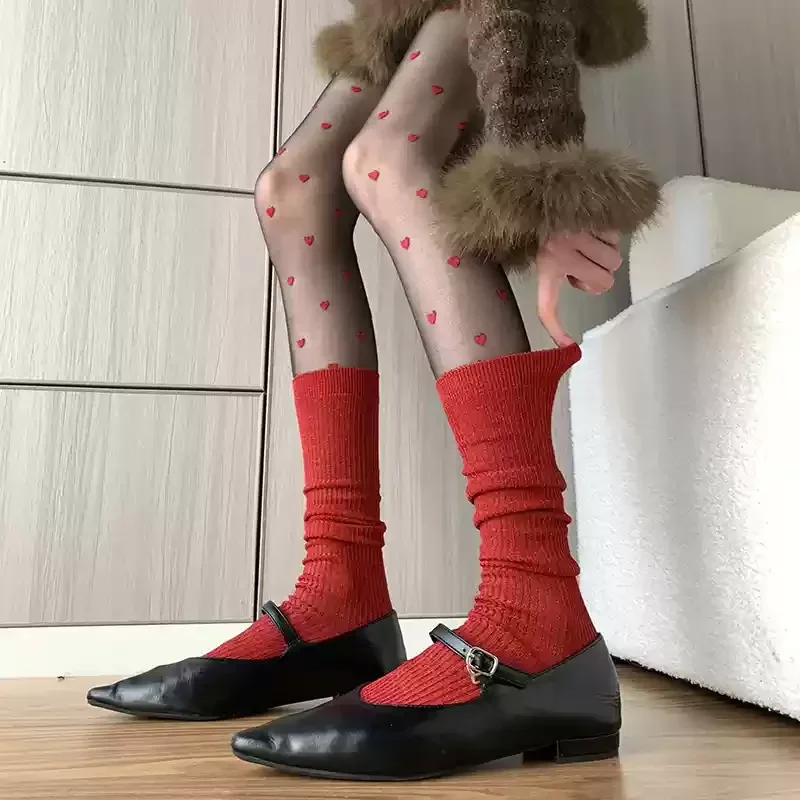 Pantyhose Women Black Lolita Sweet Girls Tights High Waist Body Stocking Polka Dot Thigh High Stocking Pantyhose Women Tight