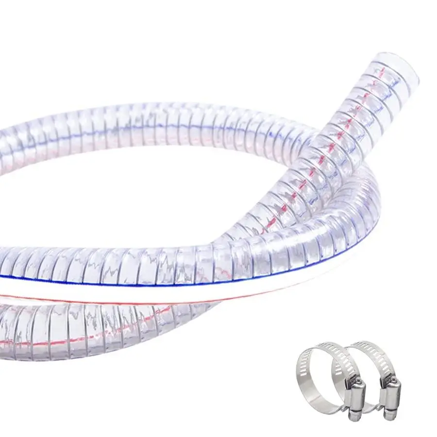 

2 Inch ID x 21 4 Inch OD Heavy Duty Steel Wire Suction PVC Flexible Tubing High Pressure UV Chemical Resistant Thick Vinyl Hose