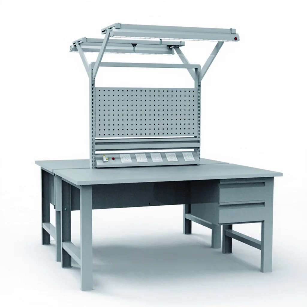 Durable ESD Safe Workbench with Reinforced Steel Frame for Industrial Workshop Warehouse Professional Maintenance Worktable