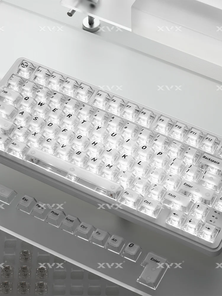 Klawisze XVX Crystal Transparent Keycaps Black Cherry Profile do mechanicznej klawiatury gamingowej ISO Enter PC Key Caps Podświetlane RGB Keycap — zdjęcie produktu 7