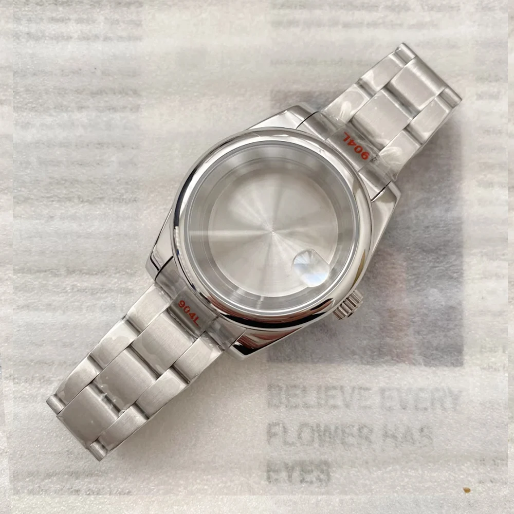 36mm 39mm Watch Case and Strap Transparent Back Case for Datejust Nh35 Nh36 Nh34 Movement Sapphire Glass Case and Strap