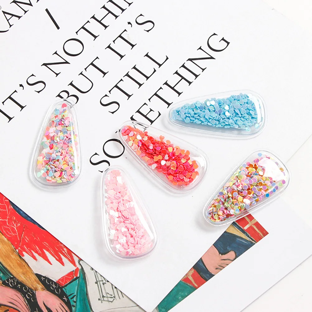 

40pcs Water Drop Hair Clips Pvc Transparent Quicksand Sequins Diy Materials For Women Styling Accessory Lightweight Durable