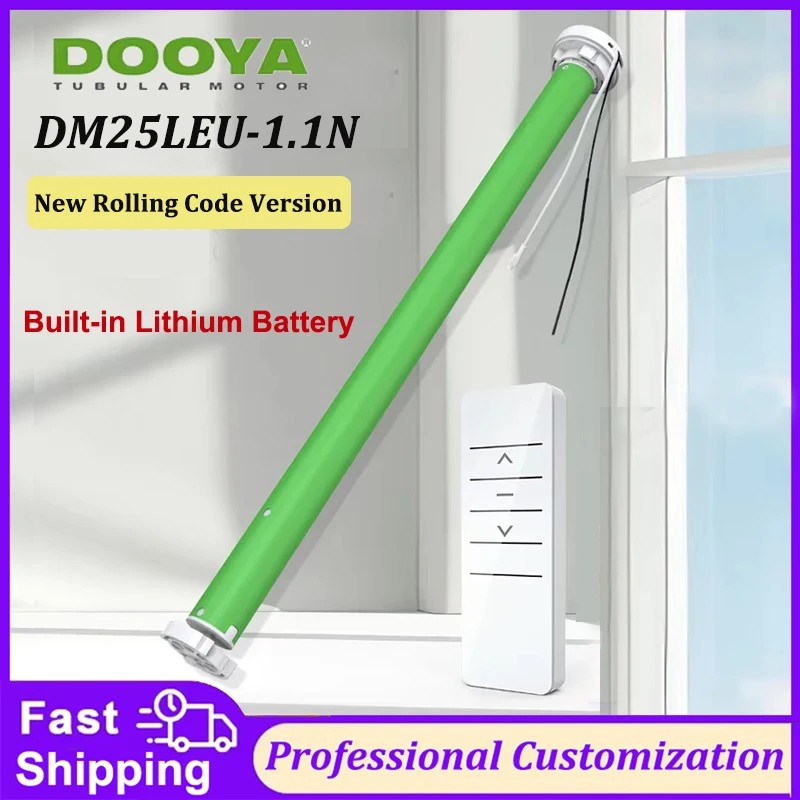 New DOOYA DM25LEU Tubular Motor Built-in Li Battery Motor USB Charge for Rolling Blinds,RF433 Emitter Control,for 38mm Tube