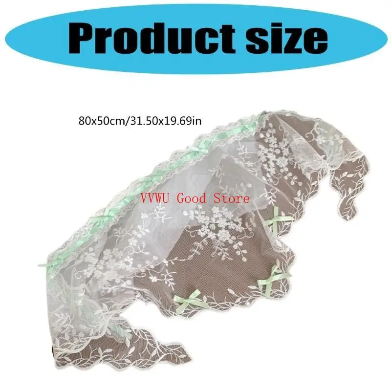 터번 레이스 두건 아나 헤어 스카프 레이스 자수 흰색 레이스 보우 노트 스터드 스터드