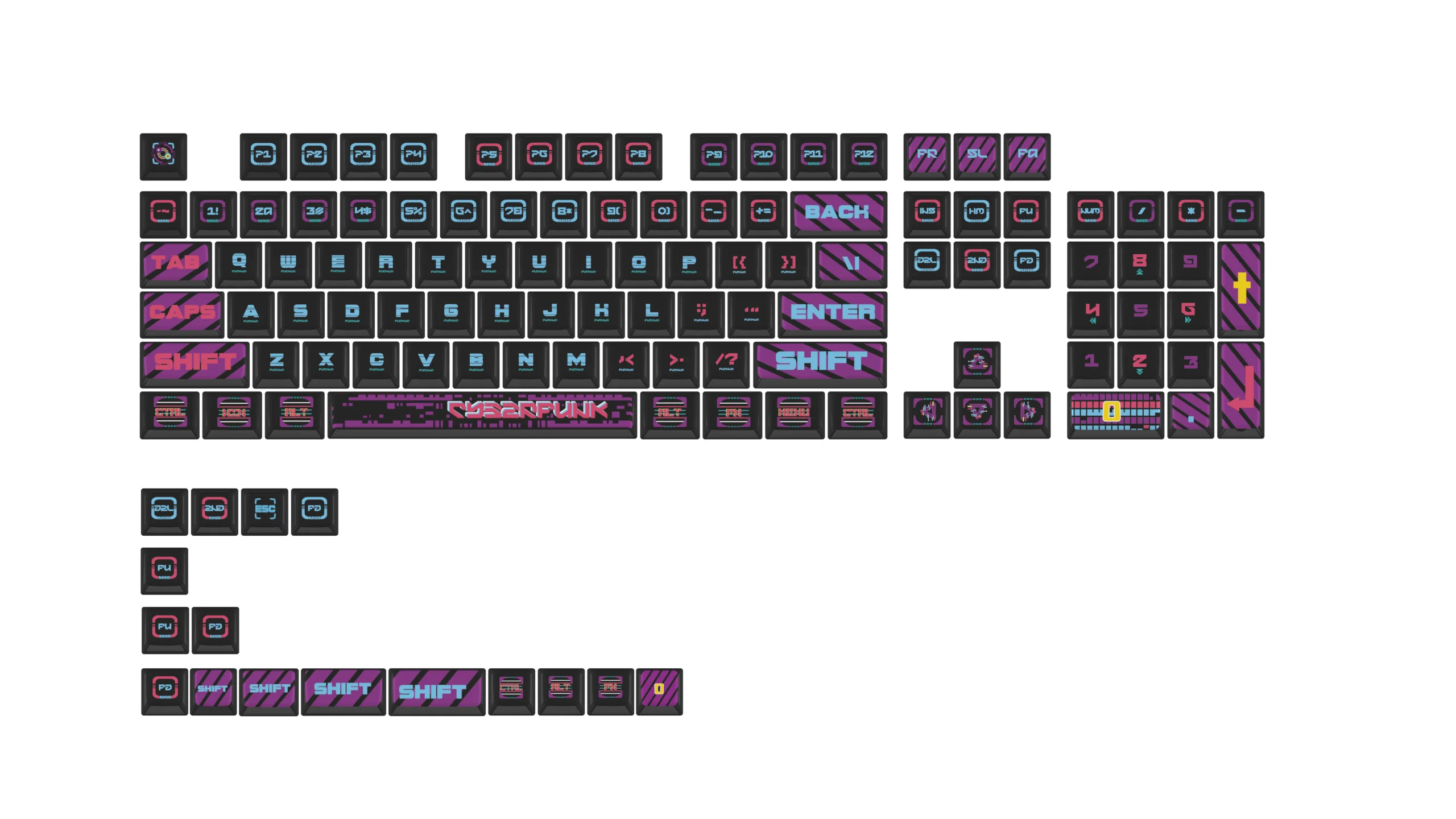 120 tasti/set Cyber Punk Keycaps Purple Black Game Keycaps PBT Key Caps ASA altezza per MX Switch tastiera meccanica fai da te