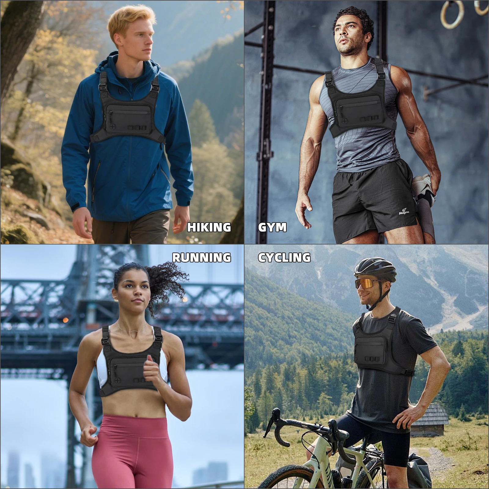 Lightweight Running Chest Bag Waterproof Sports Chest Pack for Men Women Jogging Gym Fitness Outdoor Phone Pouch