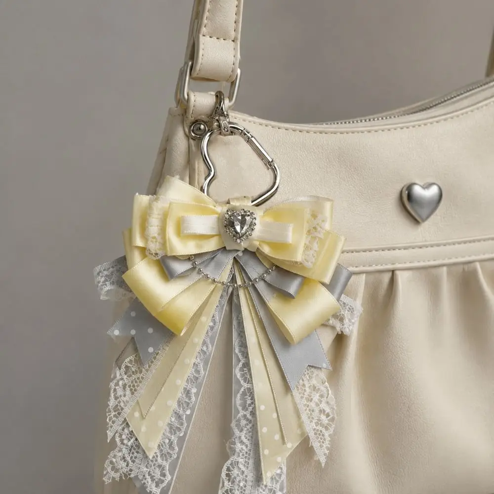 Pendant Style Bow Ribbon Keychain Pink Lace Bow Handmade Backpack Pendant Itabag Decoration Accessories Itabag Carat Rod Pendant