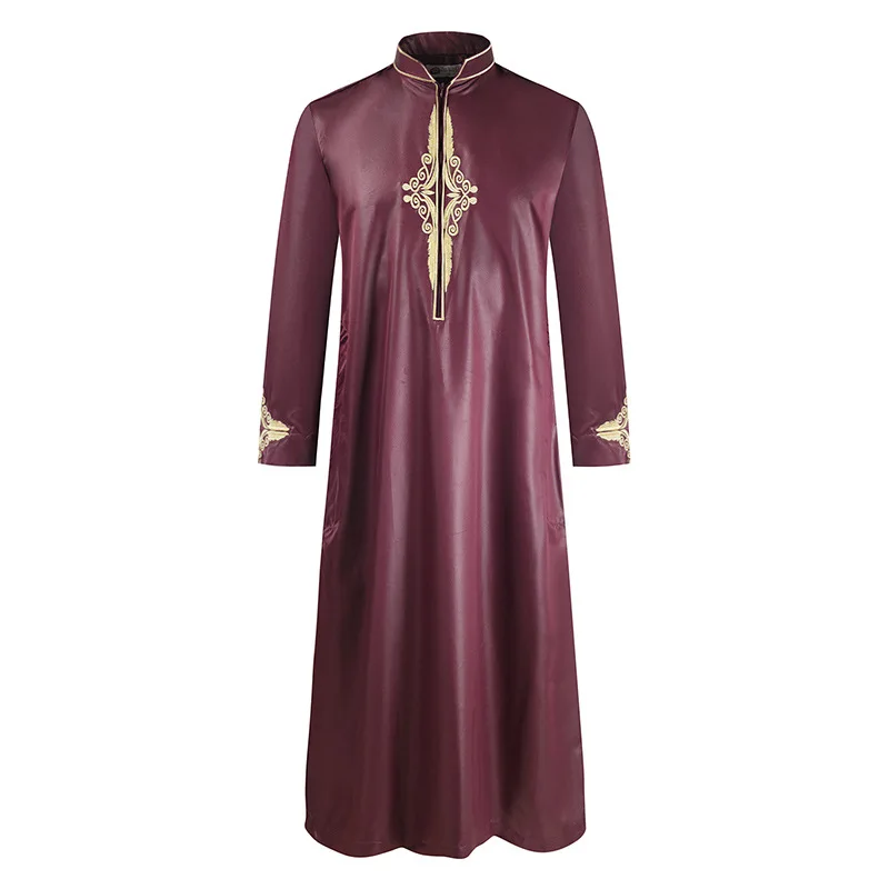 Vêtements islamiques noirs pour hommes, robe musulmane à manches longues, robe d'Arabie saoudite, costume musulman, Kaftan Thobe pour hommes