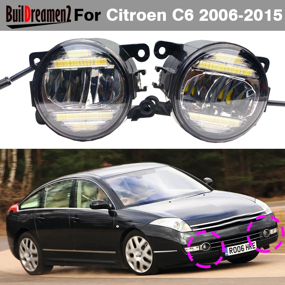 2 X 30W H11 LED Fog Light DRL Assembly For Citroen C6 2006-2015 Car Front Bumper No Error Fog Daytime Running Lamp 8000LM 12V