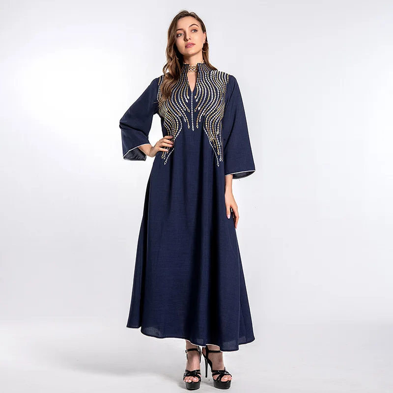 Middle East Muslim Women's Islamic Dubai Dress Muslim Embroidered Evening Dress Abaya