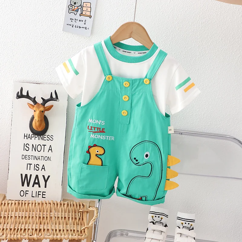 New Summer Baby Boys Clothes Children Fashion T-Shirt Overalls 2Pcs/Sets Toddler Outfits Infant Casual Costume Kids Tracksuits