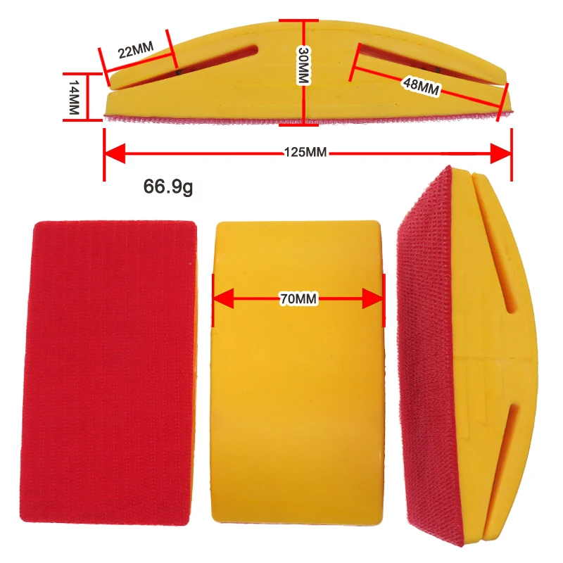 5 Inch Sanding Block Rubber Hook Loop Backing Pad Sandpaper Holder Hand Grinding Block Polishing Tools for Wood and Furniture