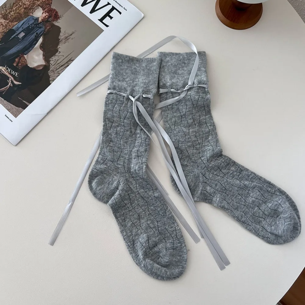 

Breathable Polyester Cotton Sweet Style Socks Solid Color Accessories Short Crew Socks Calf Socks